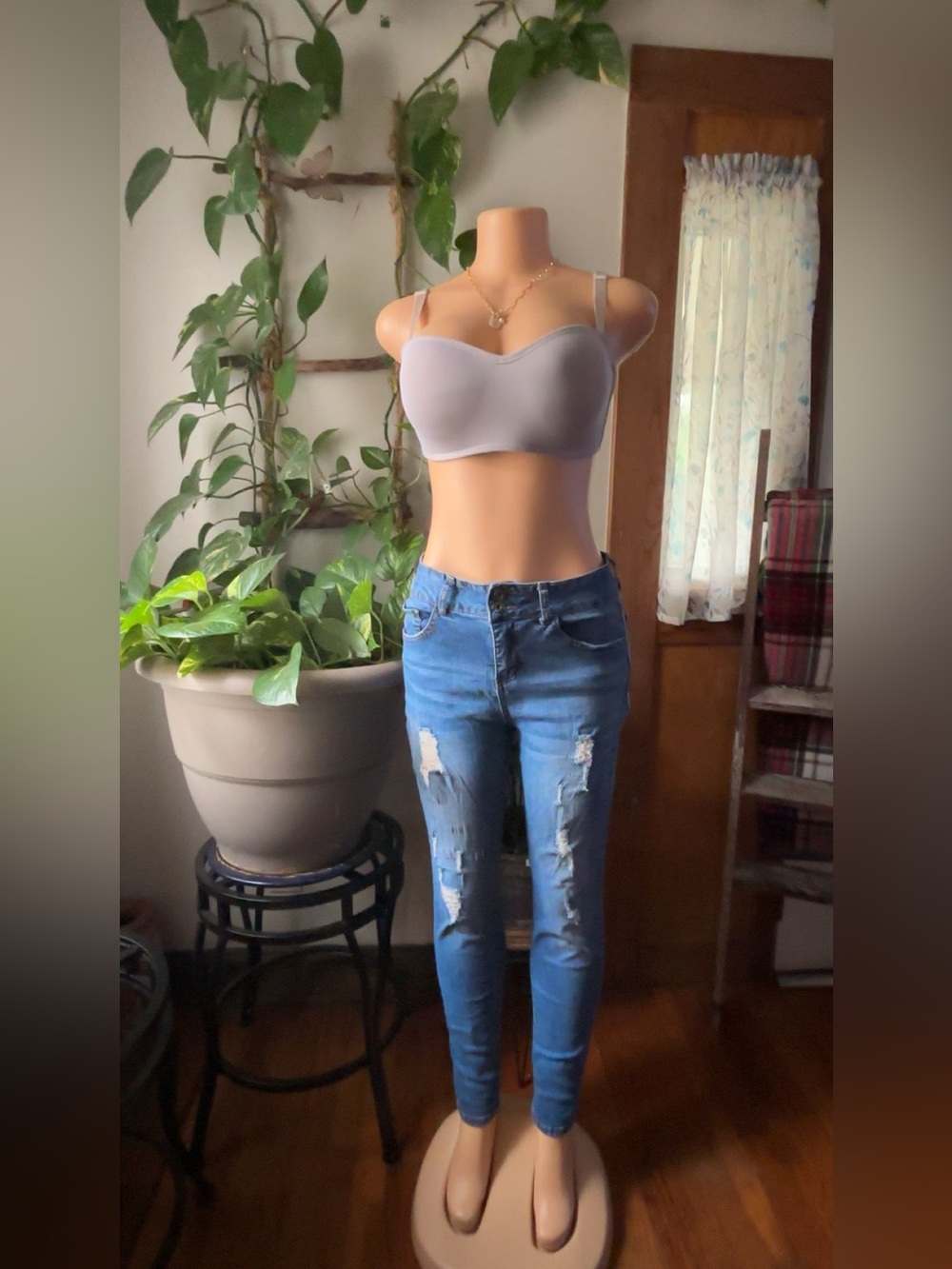 High-Rise Distressed Blue Skinny Jeans - Women